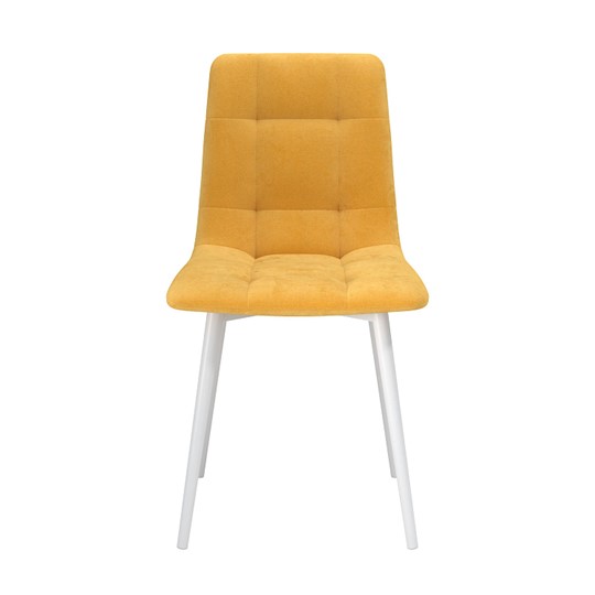 Обеденный стул Белла, велюр тенерифе куркума/Цвет металл белый в Норильске - изображение 1