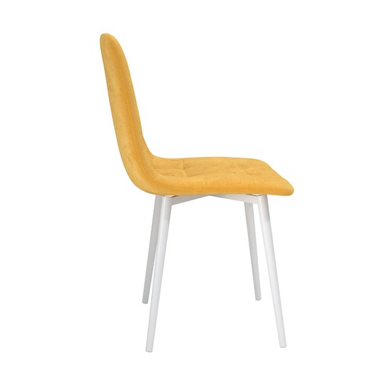 Обеденный стул Белла, велюр тенерифе куркума/Цвет металл белый в Норильске - изображение 2
