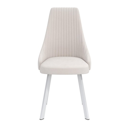 Обеденный стул Лион, велюр тенерифе крем/Цвет металл белый в Норильске - изображение 1