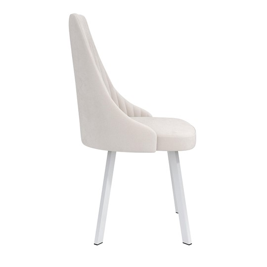 Обеденный стул Лион, велюр тенерифе крем/Цвет металл белый в Норильске - изображение 2
