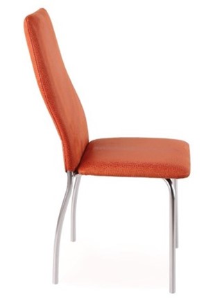 Обеденный стул Волна, каркас хром люкс, нубук -  оранжевый в Красноярске - изображение