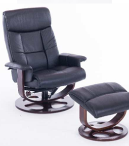 Офисное кресло ДамОфис J6011 для релаксации нат. кожа / дерево, черный в Красноярске