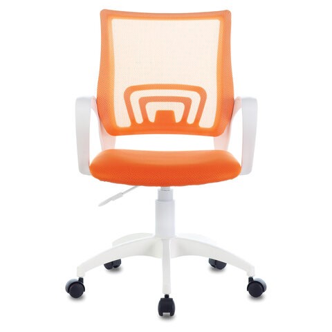 Кресло Brabix Fly MG-396W (с подлокотниками, пластик белый, сетка, оранжевое) 532401 в Красноярске - изображение 1