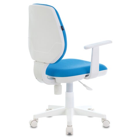 Компьютерное кресло Brabix Fancy MG-201W (с подлокотниками, пластик белый, голубое) 532411 в Красноярске - изображение 3