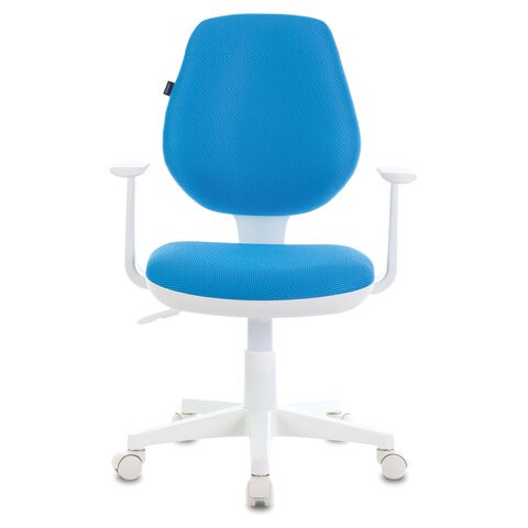 Компьютерное кресло Brabix Fancy MG-201W (с подлокотниками, пластик белый, голубое) 532411 в Красноярске - изображение 1
