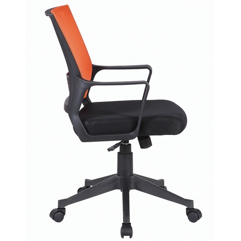 Кресло компьютерное Brabix Balance MG-320 (с подлокотниками, комбинированное черное/оранжевое) 531832 в Красноярске - изображение 1