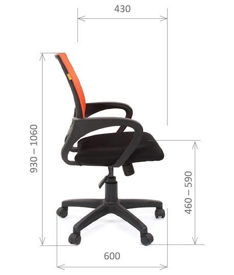 Кресло компьютерное CHAIRMAN 696 black Сетчатый акрил DW66 оранжевый в Норильске - изображение 2