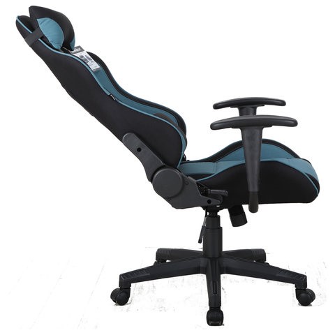 Компьютерное кресло Brabix GT Racer GM-100 (две подушки, ткань, черное/голубое) 531818 в Красноярске - изображение 3