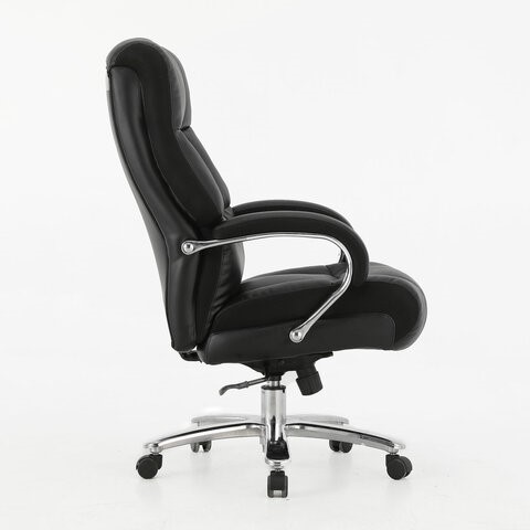 Кресло офисное Brabix Premium Bomer HD-007 (рециклированная кожа, хром, черное) 531939 в Красноярске - изображение 1