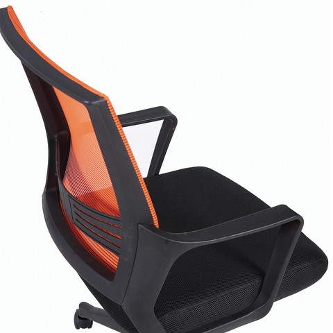 Кресло компьютерное Brabix Balance MG-320 (с подлокотниками, комбинированное черное/оранжевое) 531832 в Красноярске - изображение 7