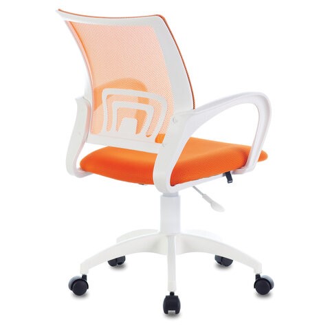 Кресло Brabix Fly MG-396W (с подлокотниками, пластик белый, сетка, оранжевое) 532401 в Красноярске - изображение 3