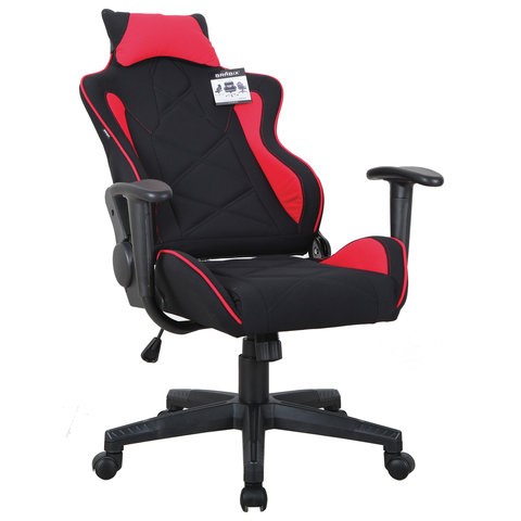 Офисное кресло Brabix GT Racer GM-100 (подушка, ткань, черное/красное) 531820 в Красноярске - изображение 1
