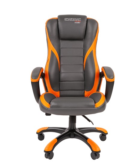 Компьютерное кресло CHAIRMAN GAME 22 эко кожа, серый/оранжевый в Красноярске - изображение 3