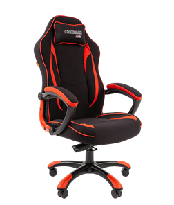 Кресло игровое CHAIRMAN GAME 28 Полиэстер комбинированная ткань красный/черный в Норильске