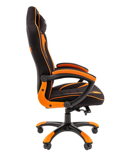 Кресло игровое CHAIRMAN GAME 28 Полиэстер комбинированная ткань оранжевый/черный в Красноярске - изображение 3