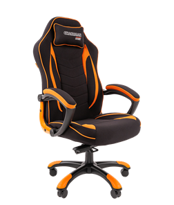Кресло игровое CHAIRMAN GAME 28 Полиэстер комбинированная ткань оранжевый/черный в Норильске