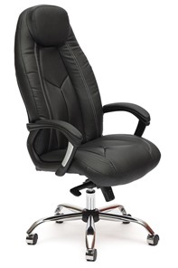 Офисное кресло BOSS Lux, кож/зам, черный/черный перфорированный, арт.9160 в Красноярске