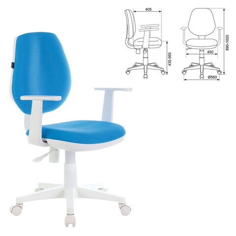 Компьютерное кресло Brabix Fancy MG-201W (с подлокотниками, пластик белый, голубое) 532411 в Красноярске - изображение 4