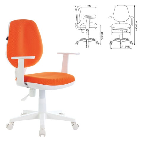 Кресло офисное Brabix Fancy MG-201W (с подлокотниками, пластик белый, оранжевое) 532410 в Красноярске - изображение 3