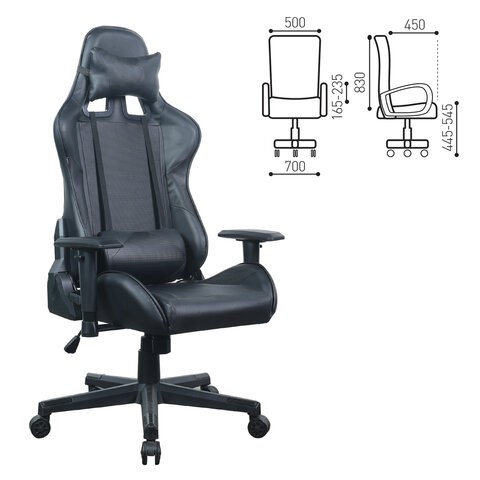 Компьютерное кресло Brabix GT Carbon GM-115 (две подушки, экокожа, черное) 531932 в Красноярске - изображение 15
