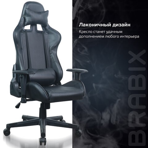 Компьютерное кресло Brabix GT Carbon GM-115 (две подушки, экокожа, черное) 531932 в Красноярске - изображение 17