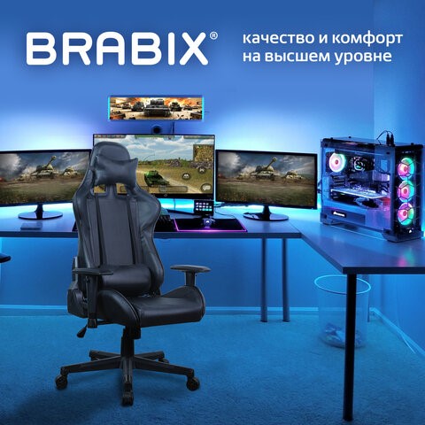 Компьютерное кресло Brabix GT Carbon GM-115 (две подушки, экокожа, черное) 531932 в Красноярске - изображение 14