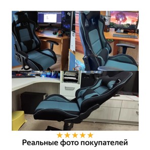 Компьютерное кресло Brabix GT Racer GM-100 (две подушки, ткань, черное/голубое) 531818 в Красноярске - предосмотр 13