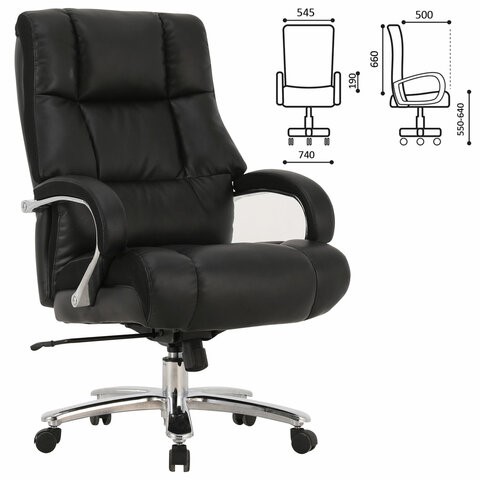 Кресло офисное Brabix Premium Bomer HD-007 (рециклированная кожа, хром, черное) 531939 в Красноярске - изображение 6