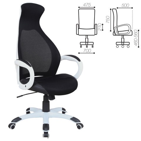 Кресло Brabix Premium Genesis EX-517 (пластик белый, ткань/экокожа/сетка черная) 531573 в Красноярске - изображение 1