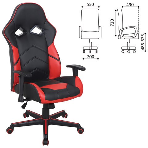 Офисное кресло BRABIX "Storm GM-006", регулируемые подлокотники, экокожа, черное/красное, 532500 в Красноярске - изображение 8