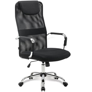 Офисное кресло Brabix Fit EX-514 (с подголовником, хром, черное) 531949 в Красноярске