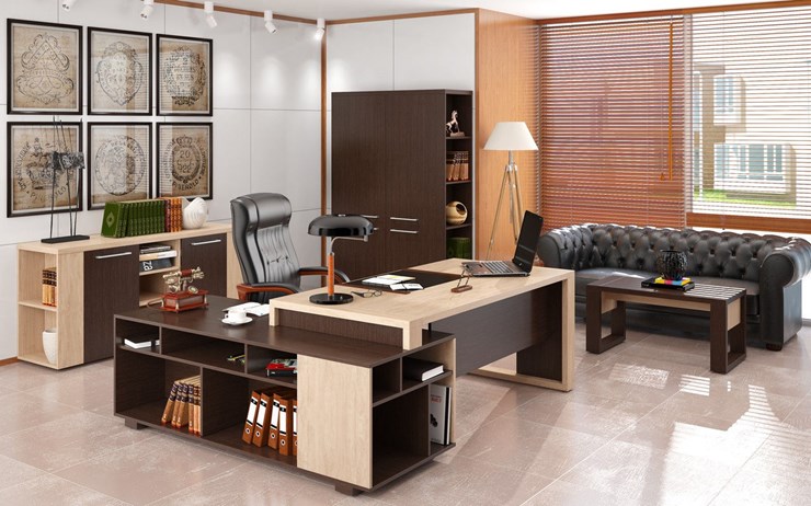 Кабинет руководителя ALTO с высоким шкафом для одежды, низким для документов и журнальным столиком в Норильске - изображение
