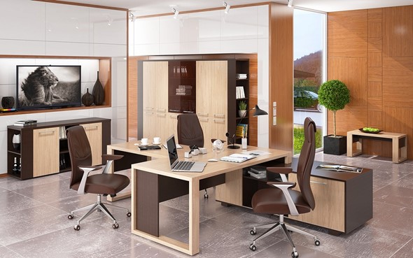 Кабинет руководителя ALTO с брифинг-приставкой, с низким и высокими шкафами в Норильске - изображение
