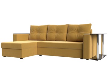 Угловой диван с оттоманкой Атланта Лайт, Желтый (микровельвет) в Красноярске