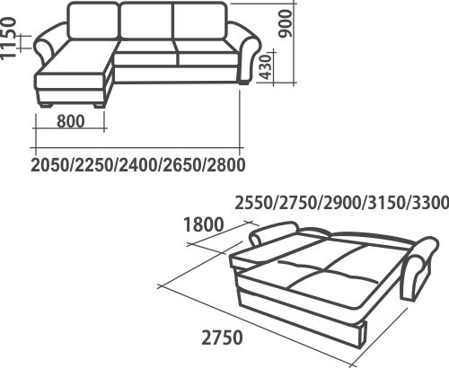 Угловой диван Аккордеон-1, 330 (круглые подлокотники) с коробом в Норильске - изображение 1