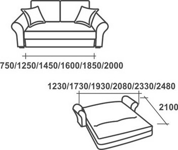 Прямой диван Аккордеон-1, 140 (круглые подлокотники) в Норильске - предосмотр 2