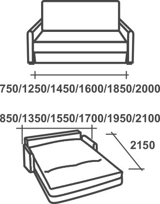 Прямой диван Аккордеон-М, 155 в Норильске - изображение 1