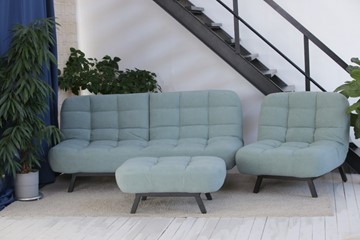 Комплект мебели Абри цвет мята кресло + диван + пуф опора металл в Норильске