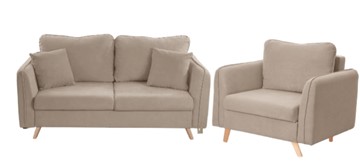Комплект мебели Бертон бежевый диван+ кресло в Норильске