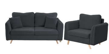 Комплект мебели Бертон графит диван+ кресло в Норильске