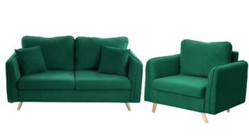 Комплект мебели Бертон изумрудный диван+ кресло в Норильске
