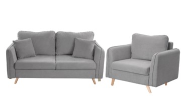 Комплект мебели Бертон серый диван+ кресло в Норильске