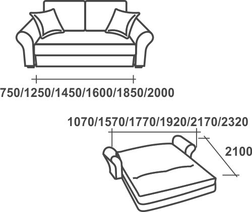 Прямой диван Аккордеон-1, 195 (прямые подлокотники) в Норильске - изображение 2