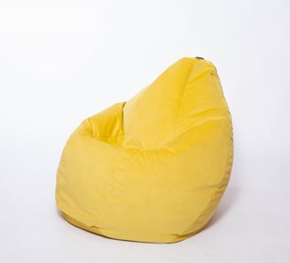 Кресло-мешок Груша среднее, велюр однотон, лимонное в Красноярске