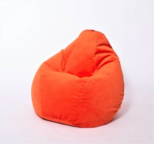 Кресло-мешок Груша большое, велюр однотон, оранжевое в Красноярске