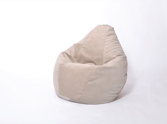 Кресло-мешок Груша среднее, велюр однотон, бежевое в Норильске - изображение