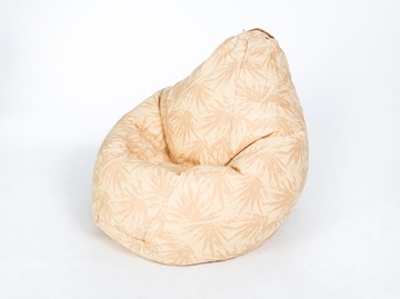 Кресло-мешок Груша большое, жаккард, бежевые листья в Норильске