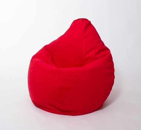 Кресло-мешок Груша большое, велюр однотон, красное в Норильске - изображение