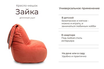 Кресло-мешок Зайка (длинные уши), оранжевый в Красноярске - предосмотр 1