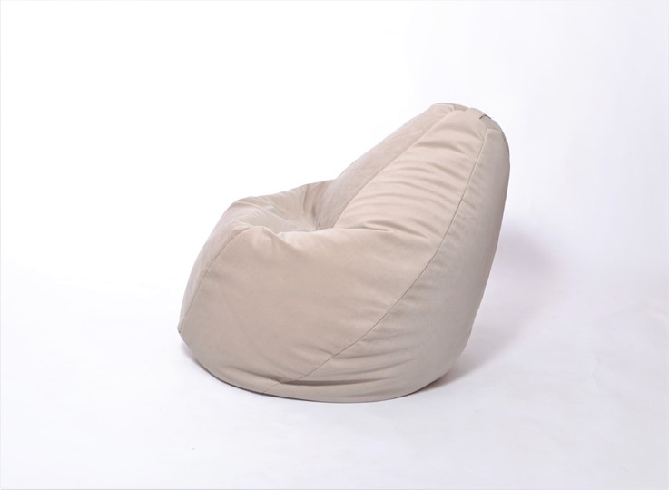 Кресло-мешок Груша среднее, велюр однотон, бежевое в Норильске - изображение 2